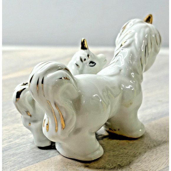 Unicorns porcelain figurine Mom and Baby Gold accents GOI marking on bottom - Picture 4 of 5